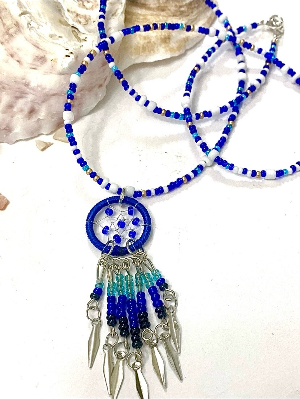 Beaded Native American Dream Catcher Pendant Necklace